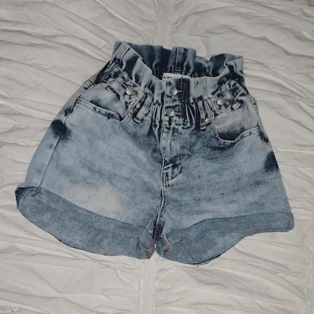 Almost Famous High Waist Denim Shorts - Blue